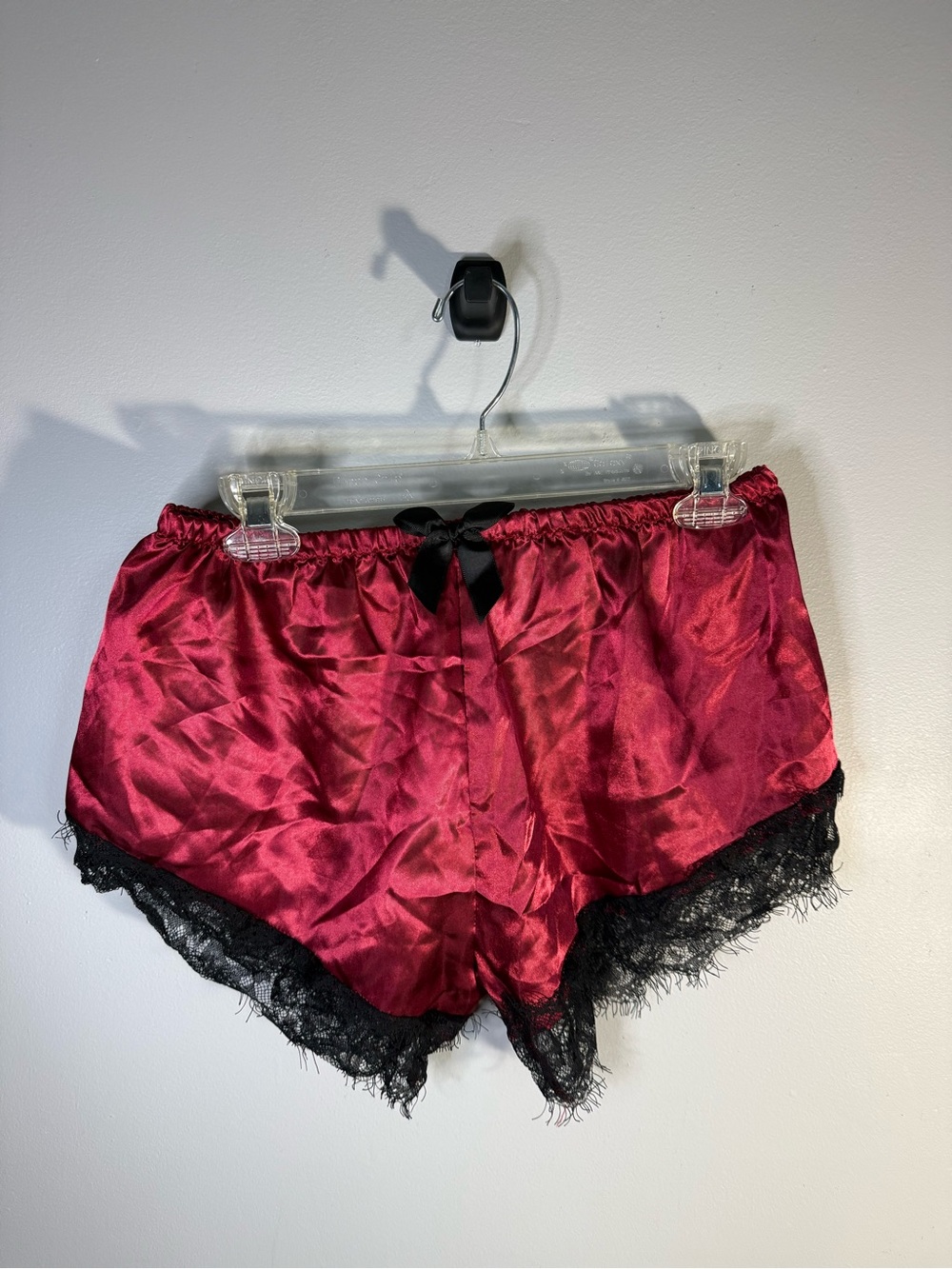 Silky Lace-Trim Sleep Shorts - Wine Red